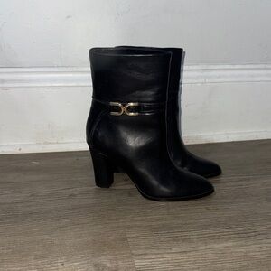 Express Black Faux Leather Ankle Boots